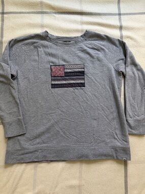 Eddie Bauer Quilted Flag Crew Neck Sweatshirt Size XL